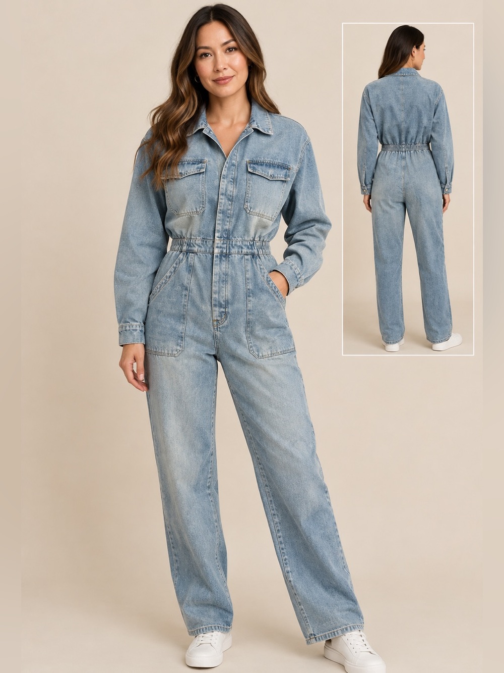 Womens Light Blue Denim Coverall - XL